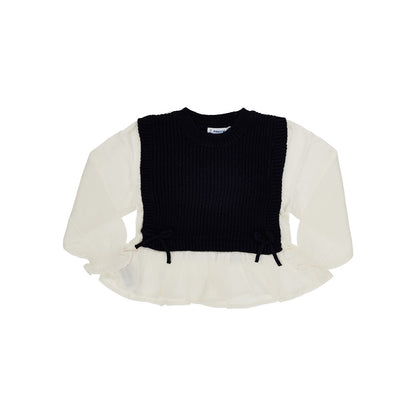 Mayoral Knit and twill hybrid top
