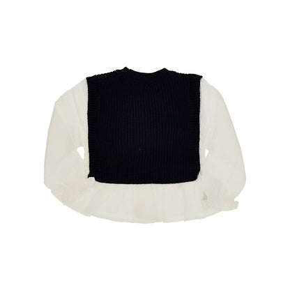 Mayoral Knit and twill hybrid top
