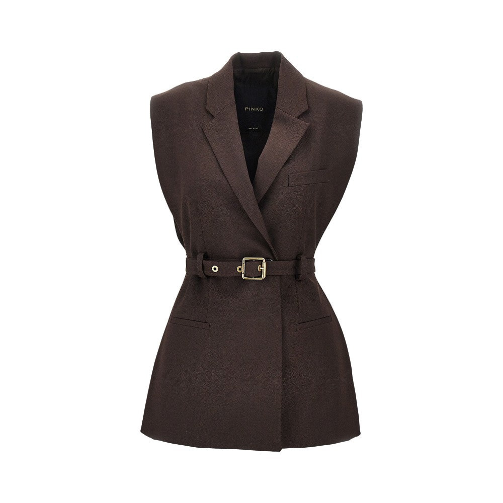 PINKO Gabardine vest with belt