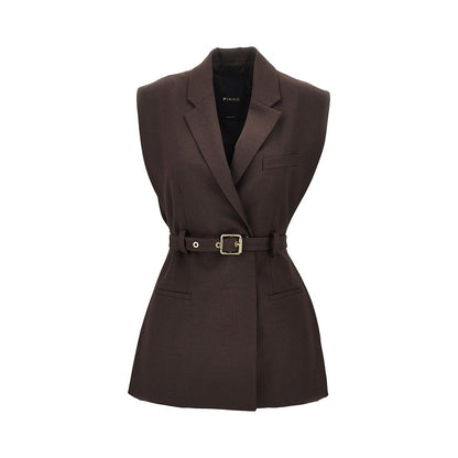 PINKO Gabardine vest with belt