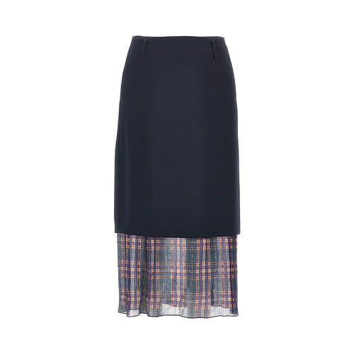 Dries Van Noten Cady midi skirt with check insert