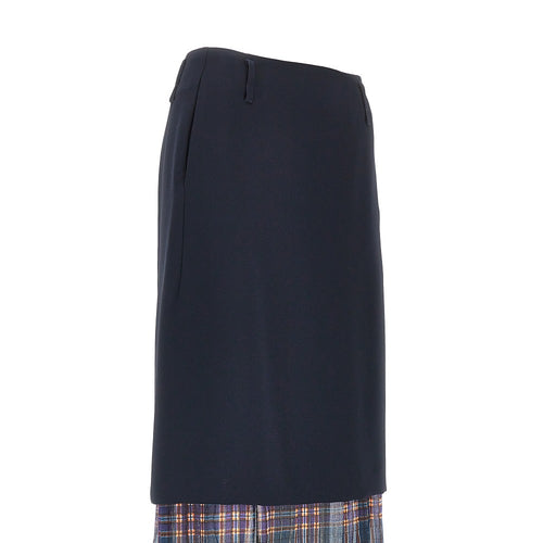 Dries Van Noten Cady midi skirt with check insert