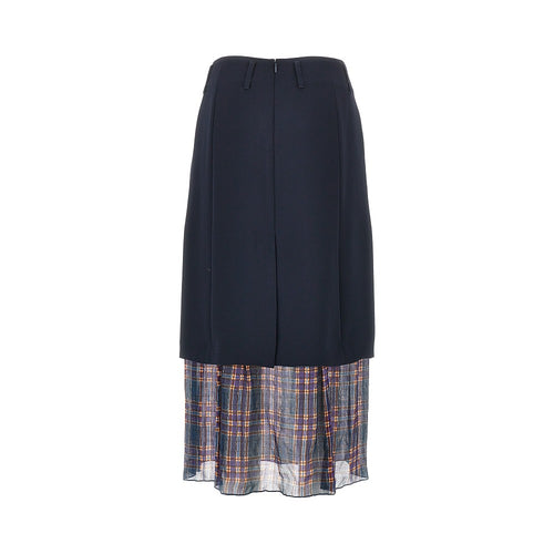 Dries Van Noten Cady midi skirt with check insert