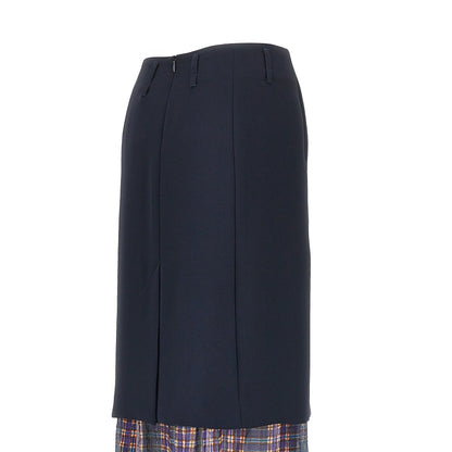 Dries Van Noten Cady midi skirt with check insert