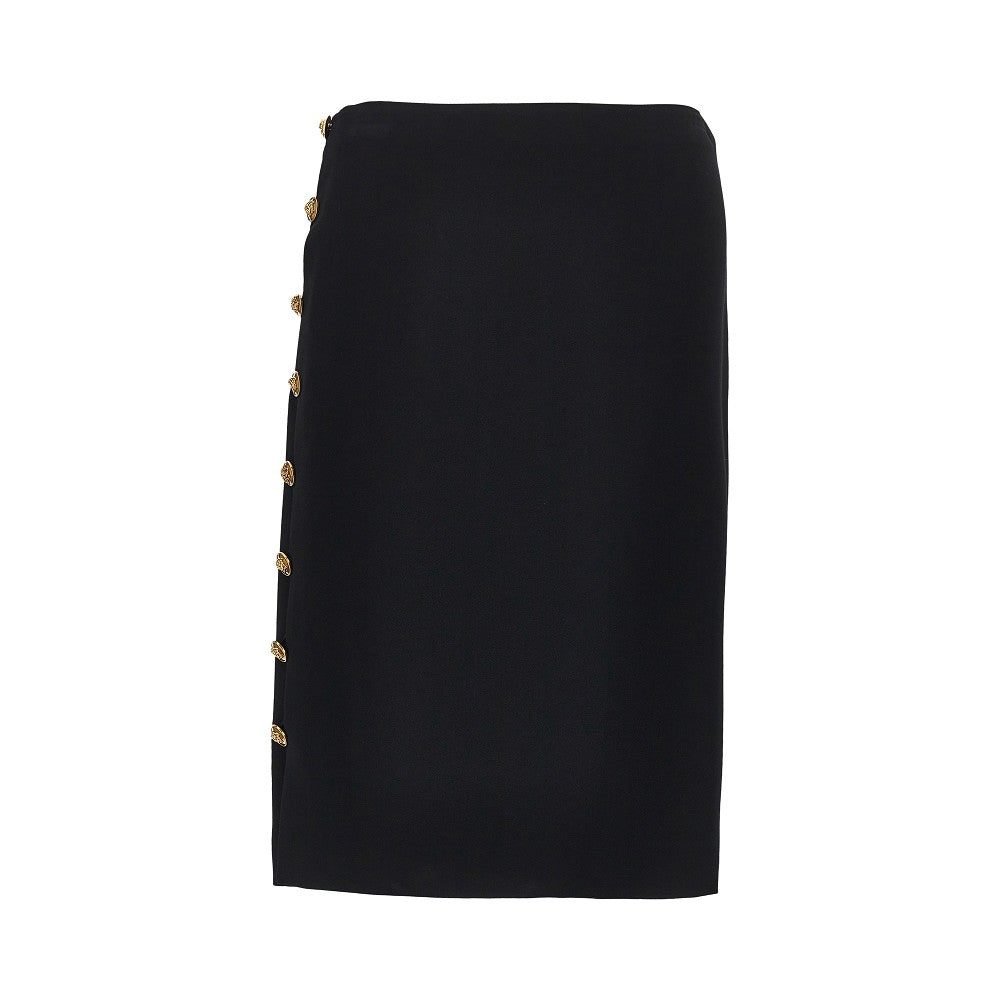 VERSACE Stretch viscose skirt with Medusa buttons