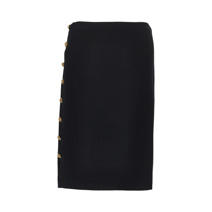 VERSACE Stretch viscose skirt with Medusa buttons