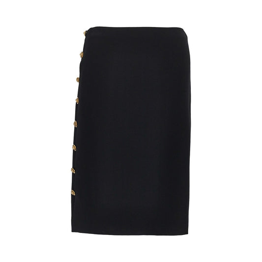 VERSACE Stretch viscose skirt with Medusa buttons