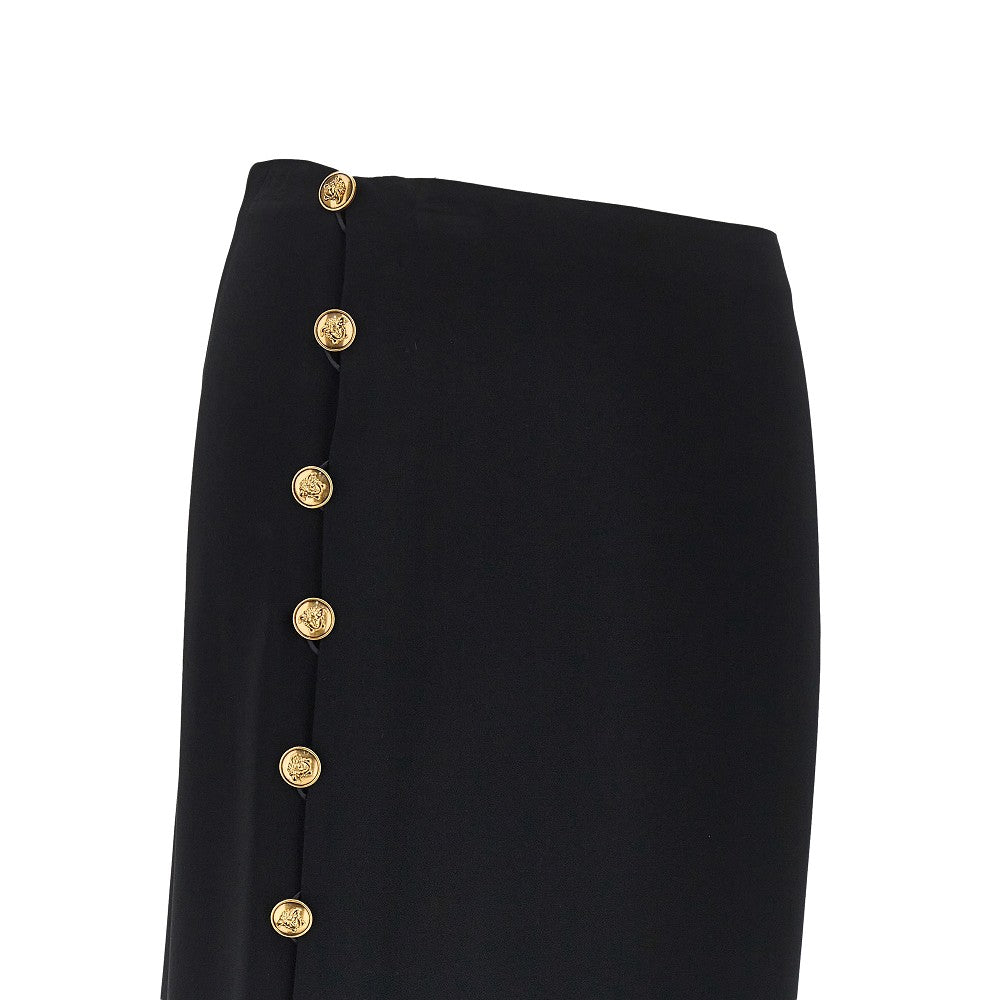 VERSACE Stretch viscose skirt with Medusa buttons