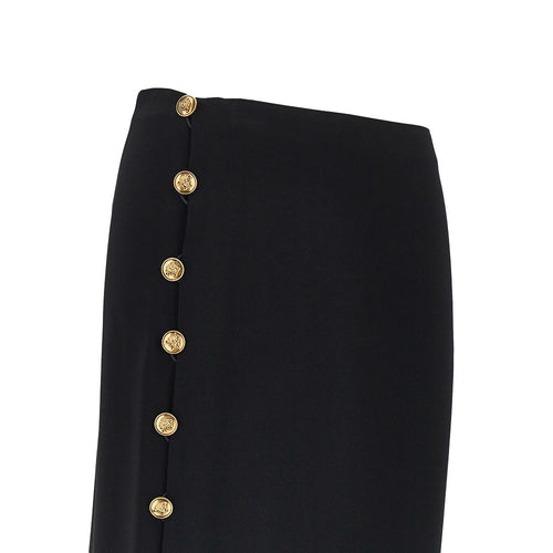 VERSACE Stretch viscose skirt with Medusa buttons