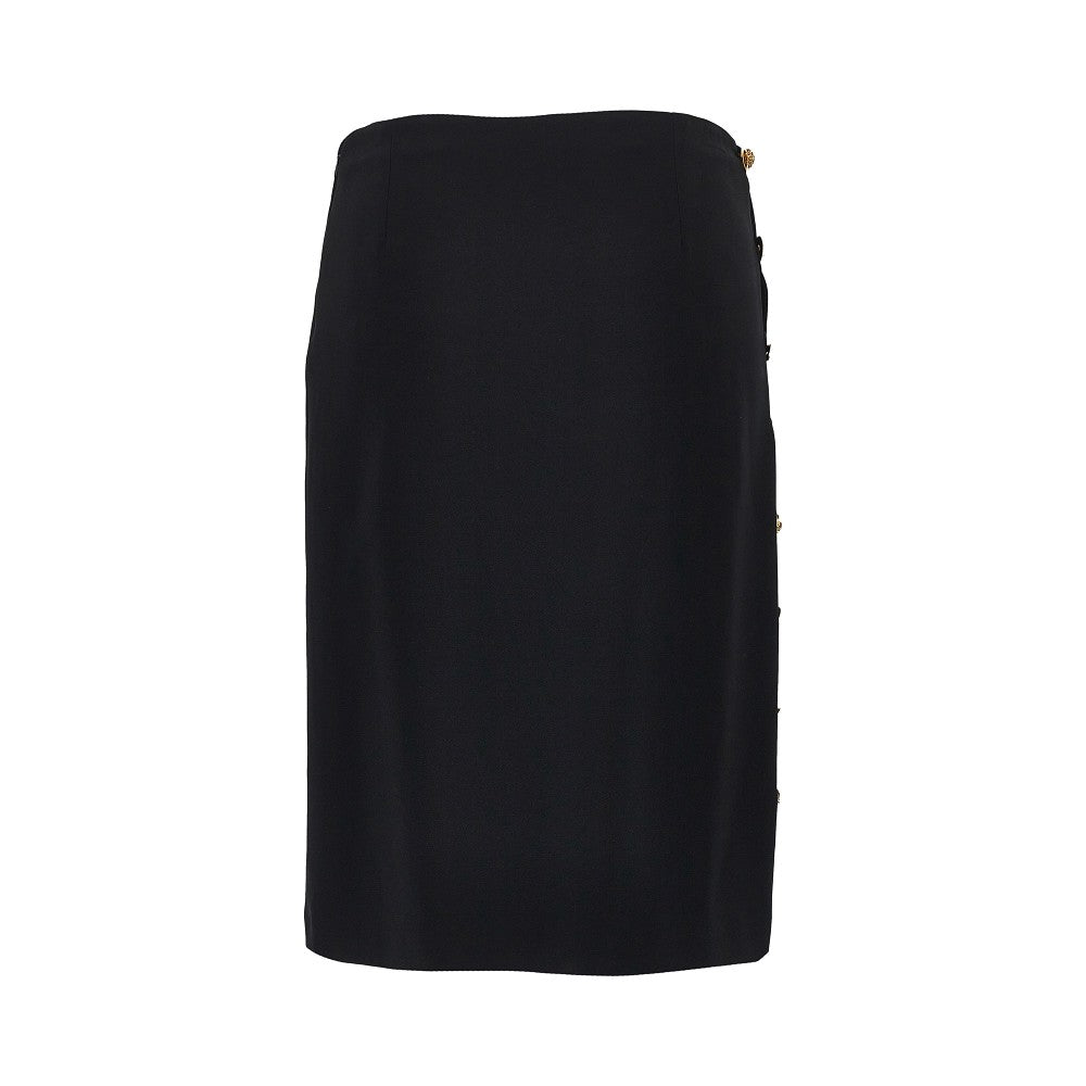 VERSACE Stretch viscose skirt with Medusa buttons