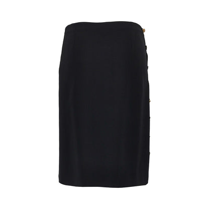 VERSACE Stretch viscose skirt with Medusa buttons