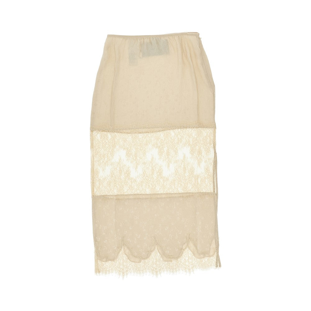 PINKO Jacquard and lace midi skirt