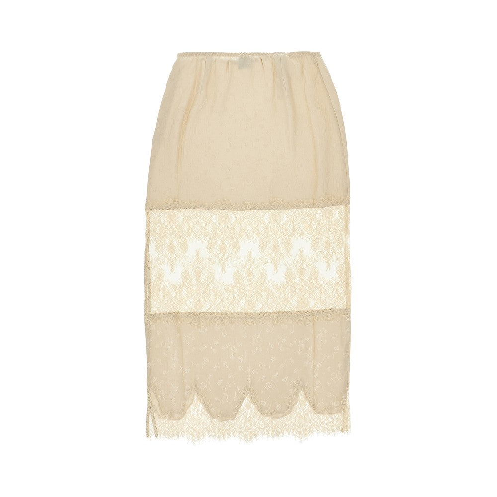PINKO Jacquard and lace midi skirt