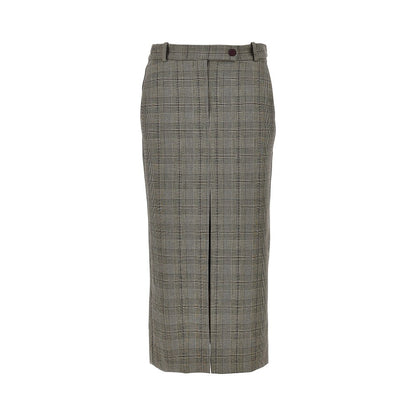 PINKO Wool-blend midi skirt with Check motif