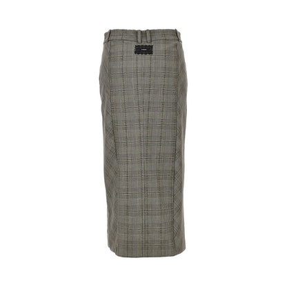 PINKO Wool-blend midi skirt with Check motif