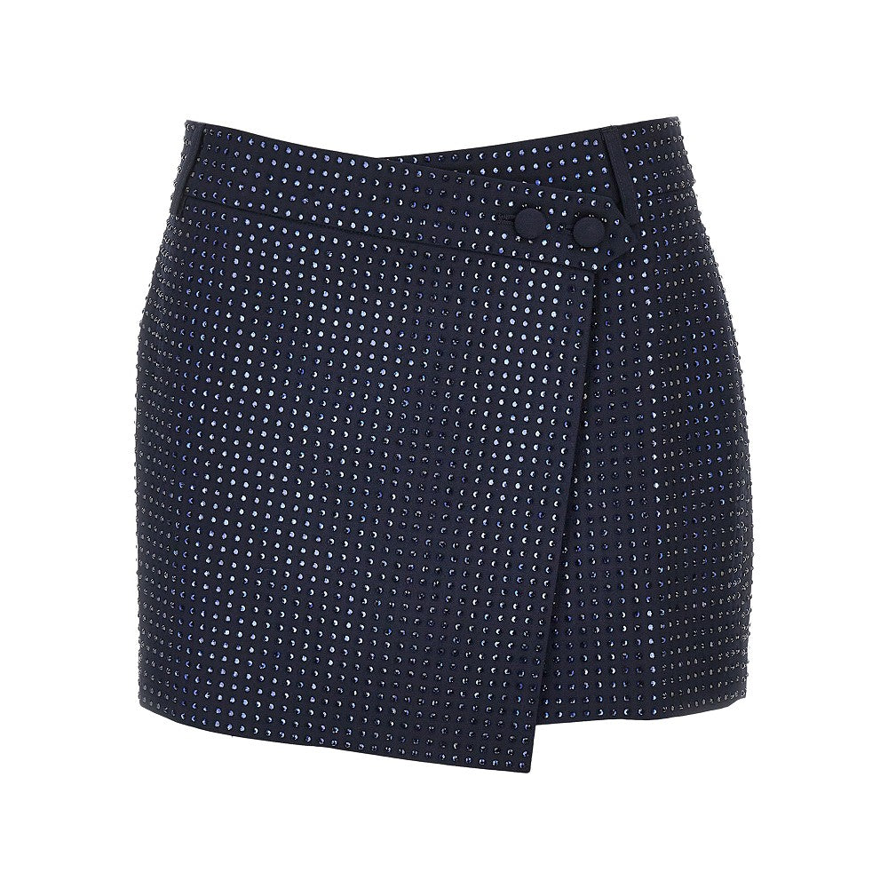 PINKO Gabardine mini skirt with rhinestones