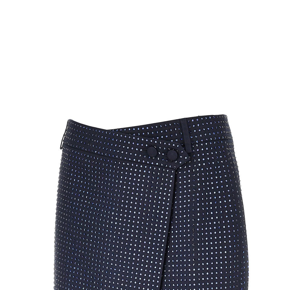 PINKO Gabardine mini skirt with rhinestones