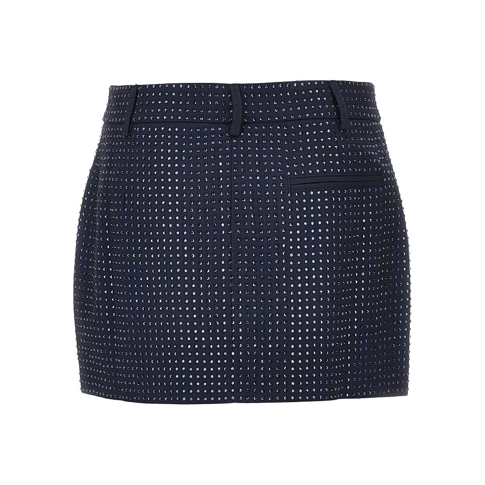 PINKO Gabardine mini skirt with rhinestones
