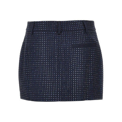 PINKO Gabardine mini skirt with rhinestones