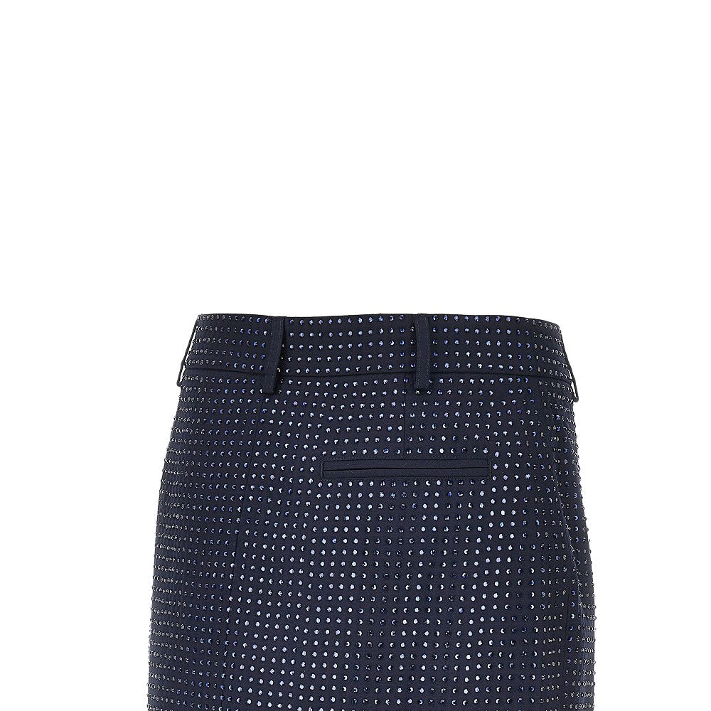 PINKO Gabardine mini skirt with rhinestones