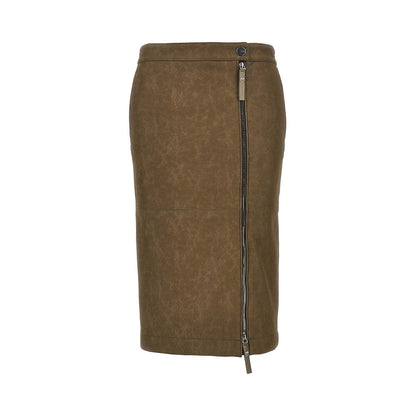 PINKO Faux nubuck leather pencil skirt