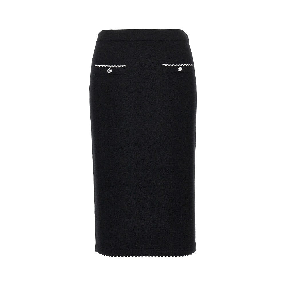 TORY BURCH Knitted midi skirt with scalloped edges