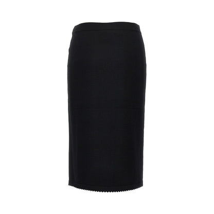 TORY BURCH Knitted midi skirt with scalloped edges
