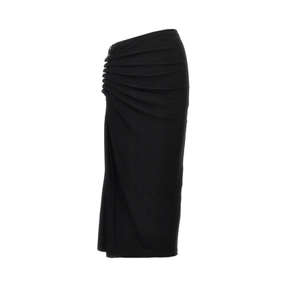 RABANNE Gathered jersey midi skirt