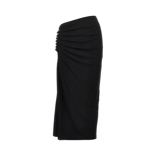 RABANNE Gathered jersey midi skirt