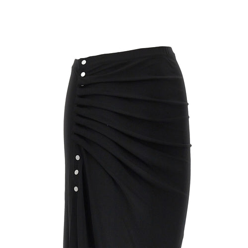 RABANNE Gathered jersey midi skirt