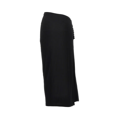 RABANNE Gathered jersey midi skirt