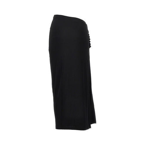 RABANNE Gathered jersey midi skirt