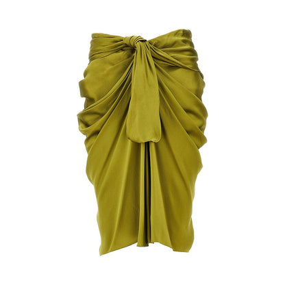 CHLOE' Draped silk midi skirt