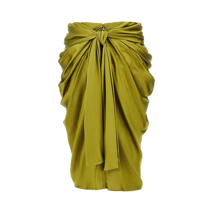 CHLOE' Draped silk midi skirt