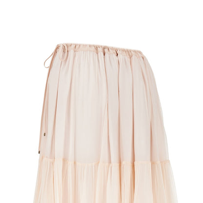 Chloé Silk muslin flounced long skirt