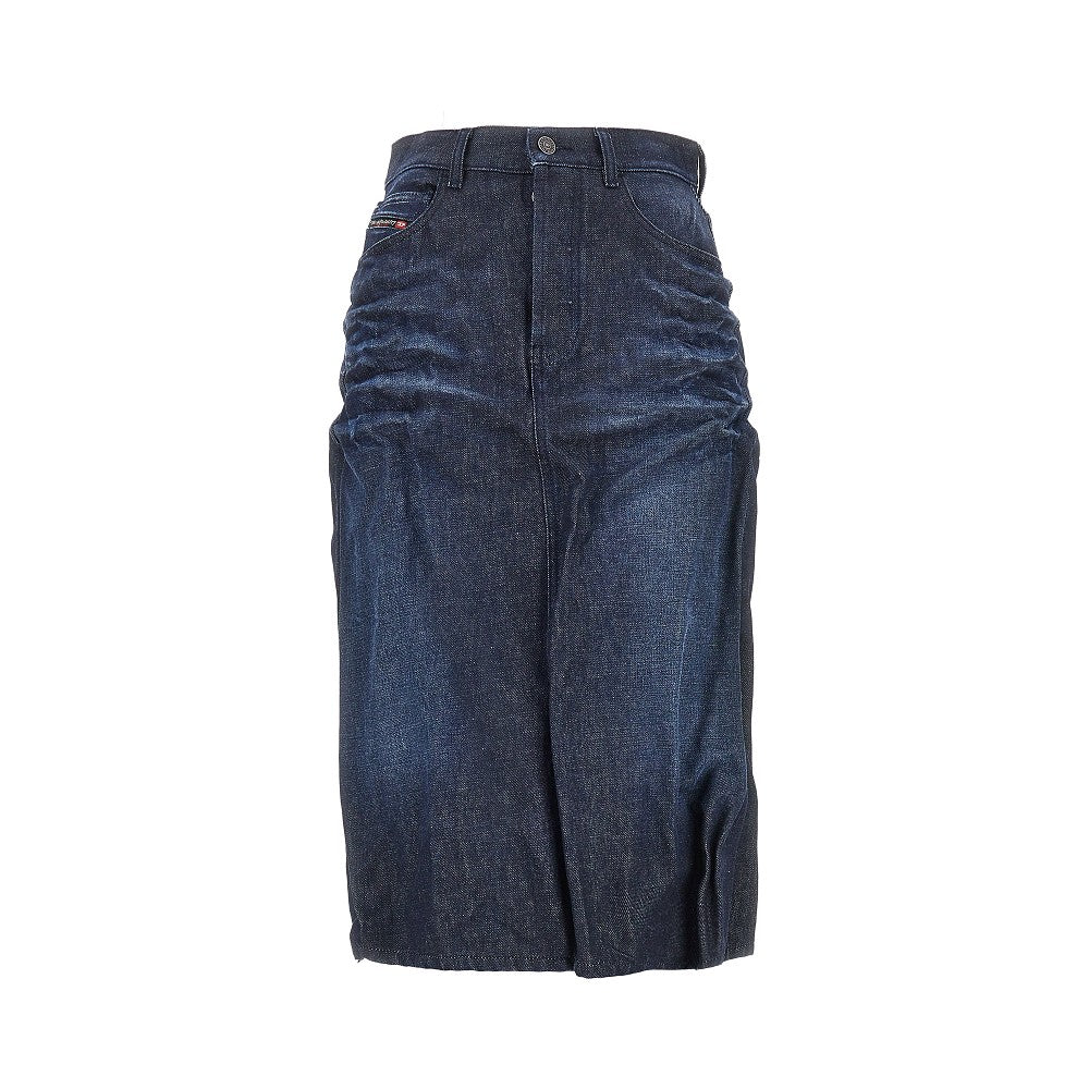 DIESEL Creased denim midi skirt