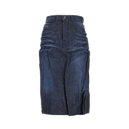DIESEL Creased denim midi skirt