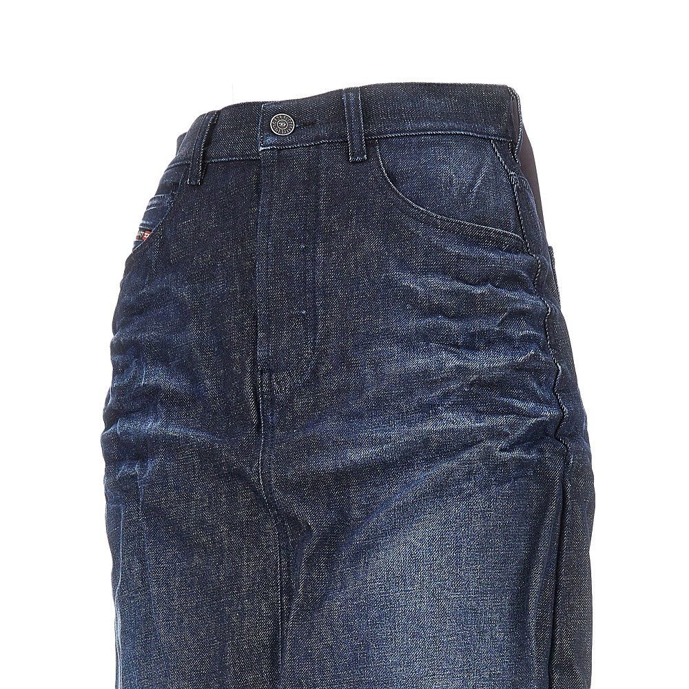 DIESEL Creased denim midi skirt