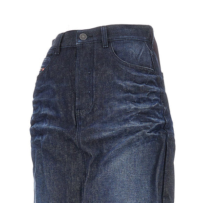 DIESEL Creased denim midi skirt