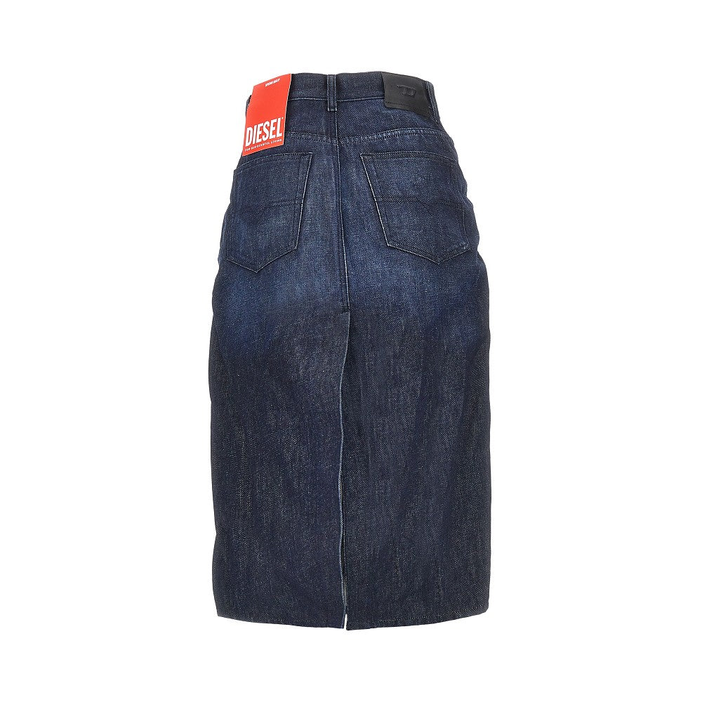 DIESEL Creased denim midi skirt
