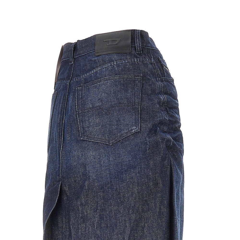 DIESEL Creased denim midi skirt