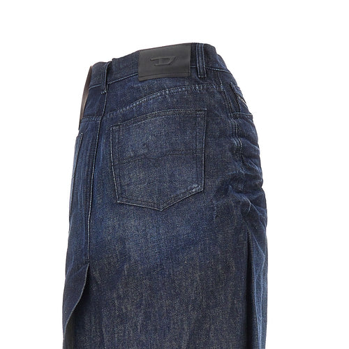 DIESEL Creased denim midi skirt