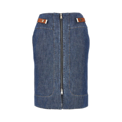 FENDI Chabray skirt with leather tabs
