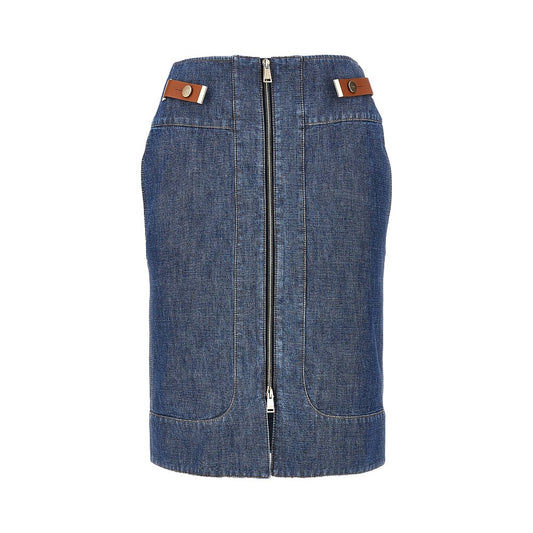 FENDI Chabray skirt with leather tabs