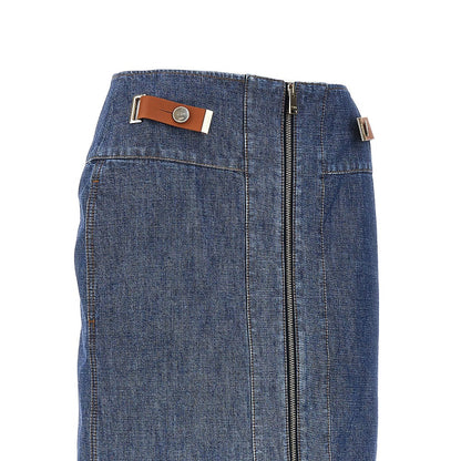 FENDI Chabray skirt with leather tabs
