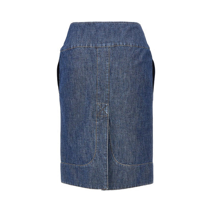 FENDI Chabray skirt with leather tabs