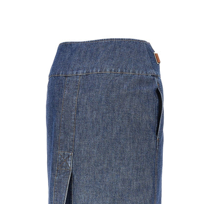 FENDI Chabray skirt with leather tabs