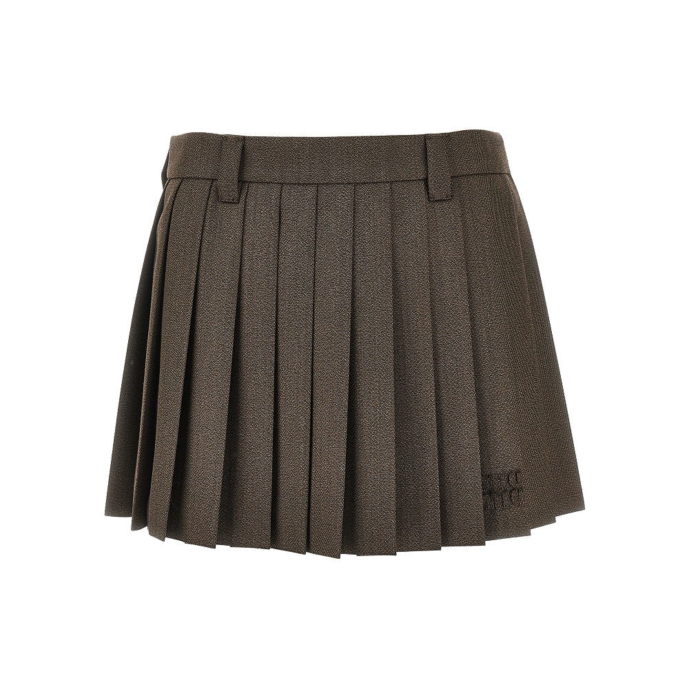 MIU MIU Pleated wool mini skirt