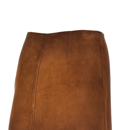 MIU MIU Waxed suede leather mini skirt