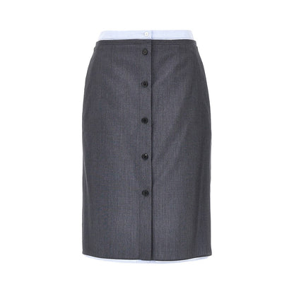 PRADA Light Mohair and Chambray layered midi skirt